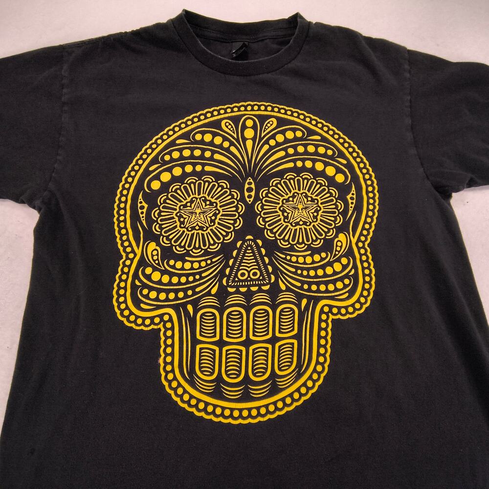 Obey Casual Crew Neck Short Sleeve Graphic Shirt Mens SizeL Black Yellow